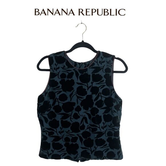 Banana Republic Velvet Burnout Button Back Silk Blend Top - Picture 1 of 16